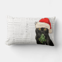 Cat Lover Christmas Black Bombay Santa Kitty Lendenkissen