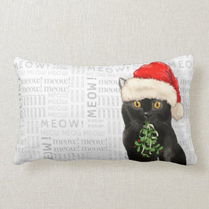 Cat Lover Christmas Black Bombay Santa Kitty Lendenkissen