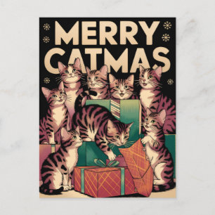 Cat Lover Christmas Funny Vintag Postkarte