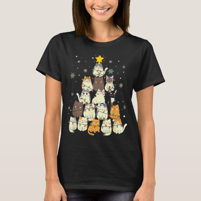 Cat Lover Christmas Tree Cat Lover Xmas Tree T-Shirt (Vorderseite)