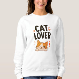 Cat Lover Cute Minimal Cat Design Sweatshirt