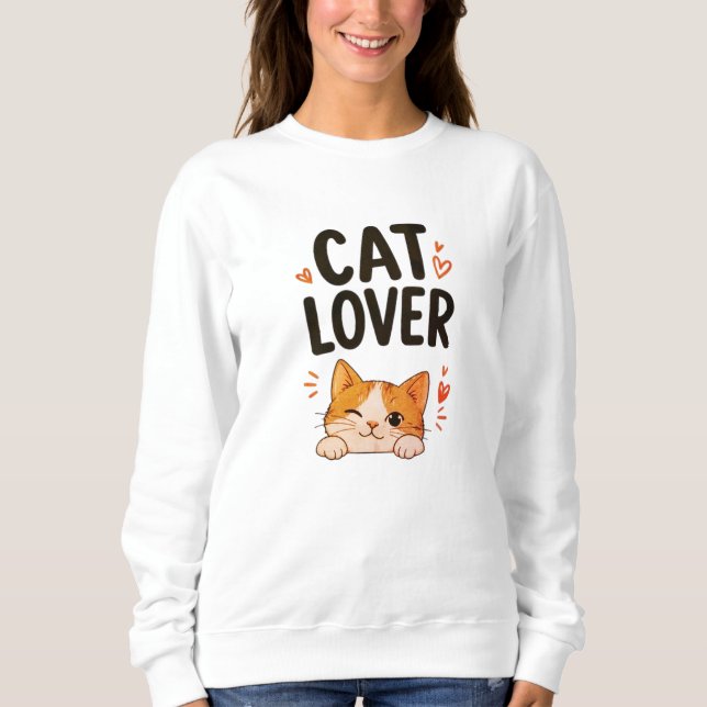 Cat Lover Cute Minimal Cat Design Sweatshirt (Vorderseite)