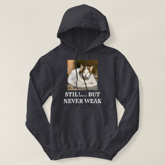 Cat Lover Dark Grey Custom White Text Pet Photo Hoodie (Design vorne)