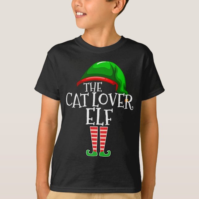 Cat Lover Elf Matching Familie Weihnachtsgeschenk  T-Shirt (Vorderseite)
