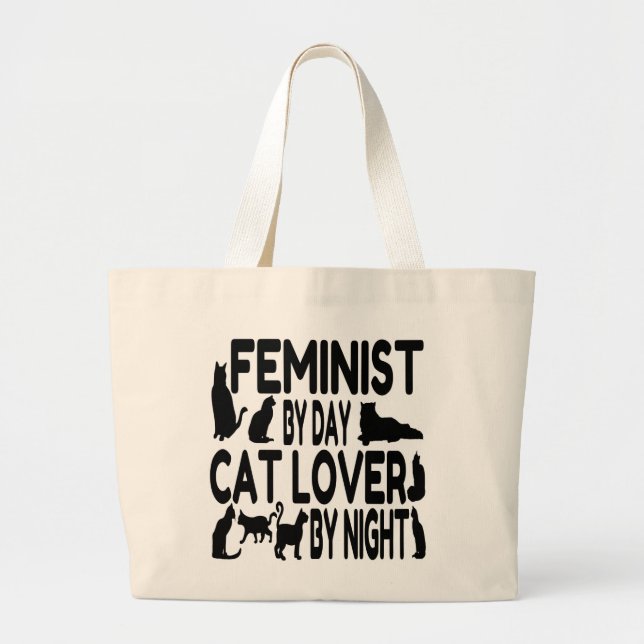 Cat Lover Feminist Jumbo Stoffbeutel (Vorne)