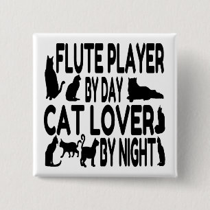 Cat Lover Flute Player Button