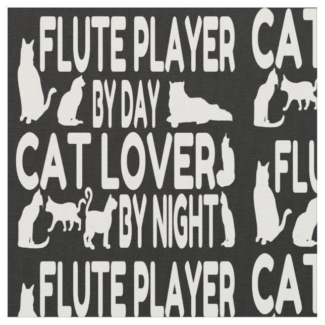 Cat Lover Flute Player Stoff (Nahaufnahme)