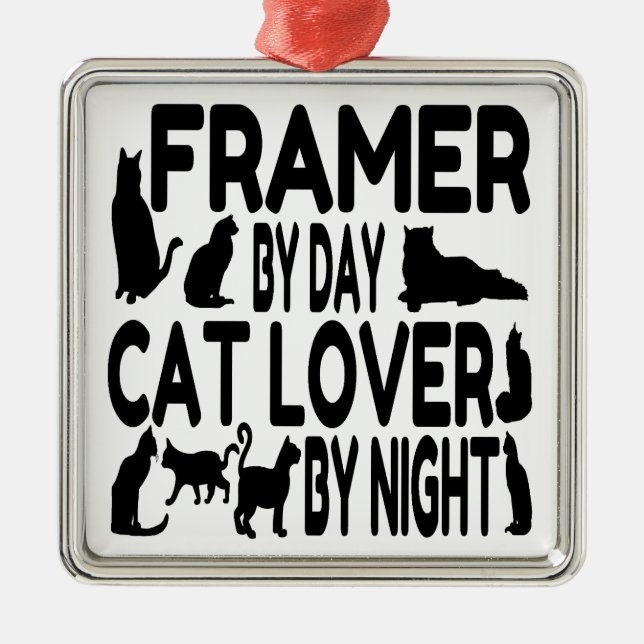 Cat Lover Framer Ornament Aus Metall (Vorne)