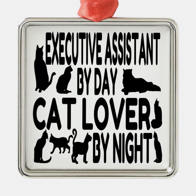 Cat Lover Führungskraft Assistant Silbernes Ornament (Vorne)