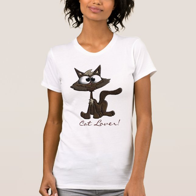 Cat Lover Fun Kitty Cartoon Ladys Shirt (Vorderseite)