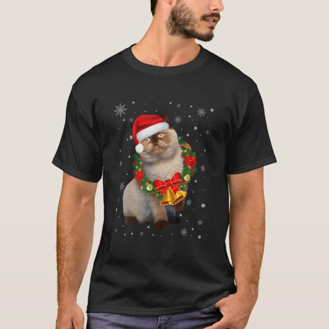 Cat Lover Funny Himalayan Tree Weihnachtslicht T-Shirt (Vorderseite)