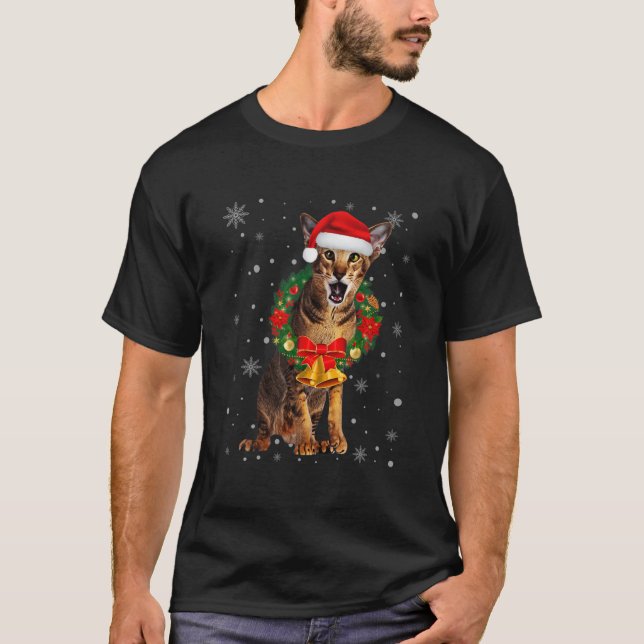 Cat Lover Funny Oriental Kurzhaar Baum Weihnachten T-Shirt (Vorderseite)