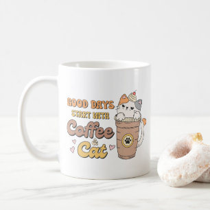 Cat Lover Geschenk, Guten Tag Start mit Kaffee und Kaffeetasse
