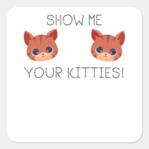 Cat Lover Geschenk Zeige deinen Kätzchen Funny Mem Quadratischer Aufkleber