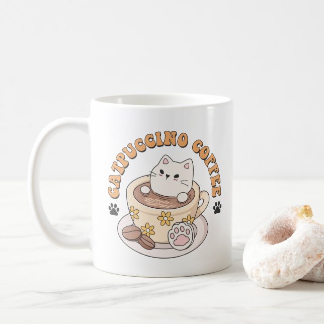 Cat Lover Gift, Catpuccino Kaffee Funny Quotes Kaffeetasse (Mit Donut)