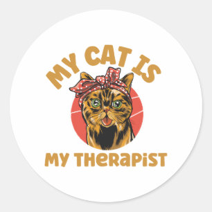 Cat Lover Gift - Meine Katze ist meine Therapeutin Runder Aufkleber