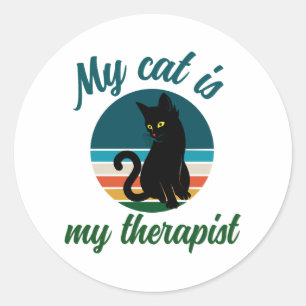 Cat Lover Gift - Meine Katze ist meine Therapeutin Runder Aufkleber