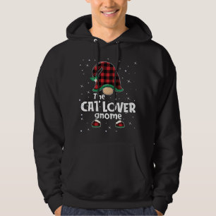 Cat Lover Gnome Buffalo Kariert Matching Christmas Hoodie