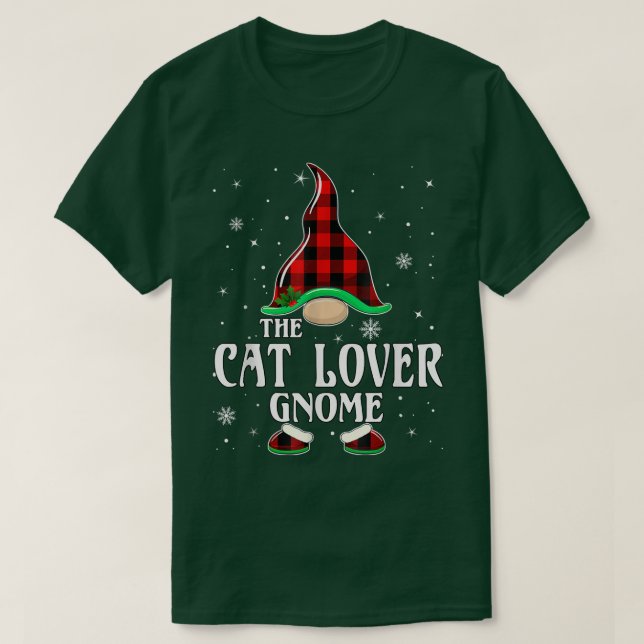 Cat Lover Gnome Buffalo Kariert Matching Family Ch T-Shirt (Design vorne)