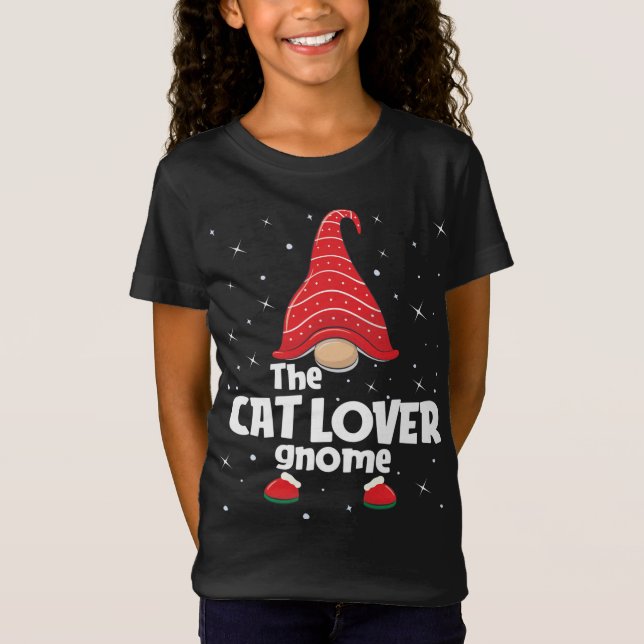 Cat Lover Gnome Familie Matching Weihnachten Funny T-Shirt (Vorderseite)