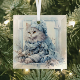 Cat Lover Gray Kitten Viktorianische Kleidung Ornament Aus Glas