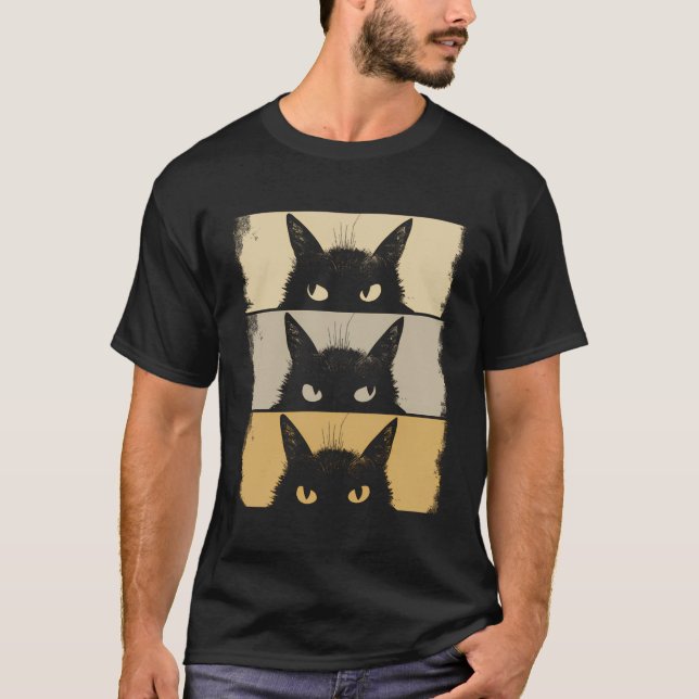 Cat Lover Grumpy Black Kitten Cat Mama Cat Vater T-Shirt (Vorderseite)