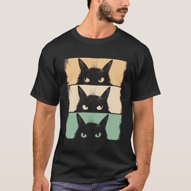 Cat Lover Grumpy Black Kitten Cat Mama Cat Vater T-Shirt (Vorderseite)