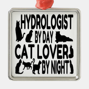 Cat Lover Hydrologist Silbernes Ornament