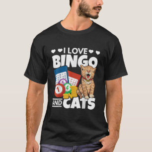 Cat Lover I Liebe Bingo and Cats Gambling Bingo Pl T-Shirt