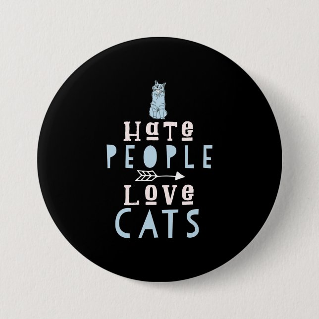 Cat Lover I Liebe Katzen und Menschen Button (Vorderseite)