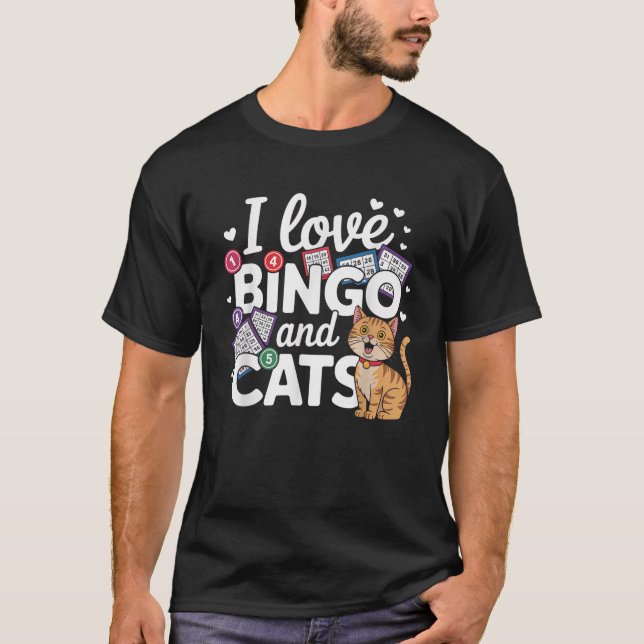 Cat Lover I Love Bingo And Cats Gambling Bingo Pla T-Shirt (Vorderseite)