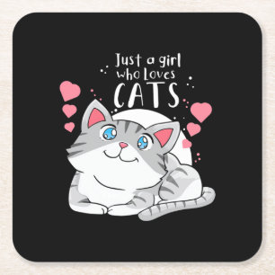Cat Lover Just A Girl Who Lieben Cat Rechteckiger Pappuntersetzer