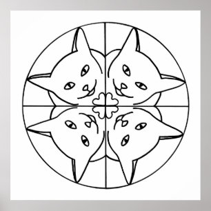 Cat Lover Kaleidoskop Cats Herz Kontur Poster
