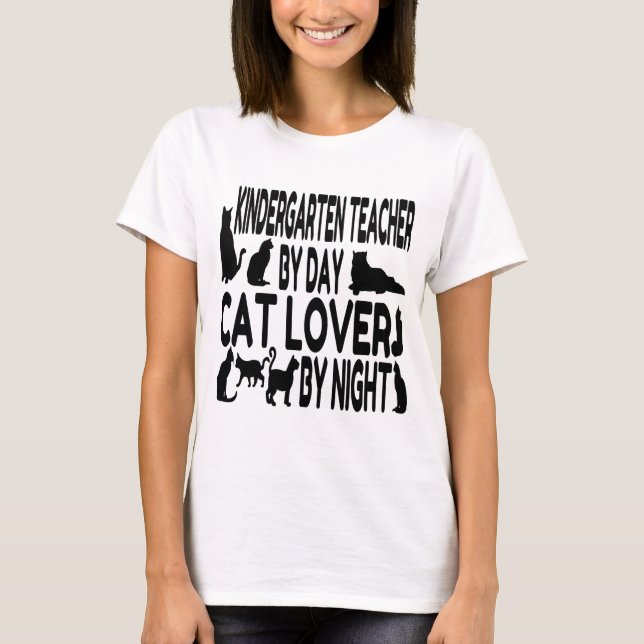 Cat Lover Kindergarten Lehrerin T-Shirt (Vorderseite)
