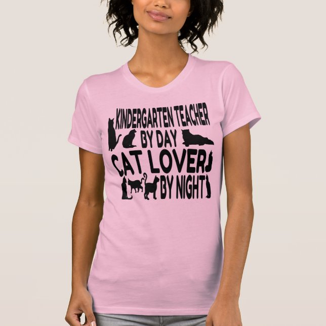 Cat Lover Kindergarten Lehrerin T-Shirt (Vorderseite)