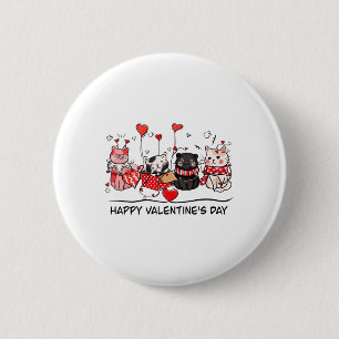 Cat Lover Kitten Happy Valentinstag Männer Frauen  Button