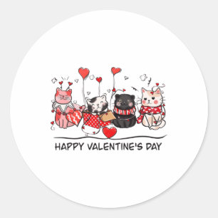 Cat Lover Kitten Happy Valentinstag Männer Frauen  Runder Aufkleber