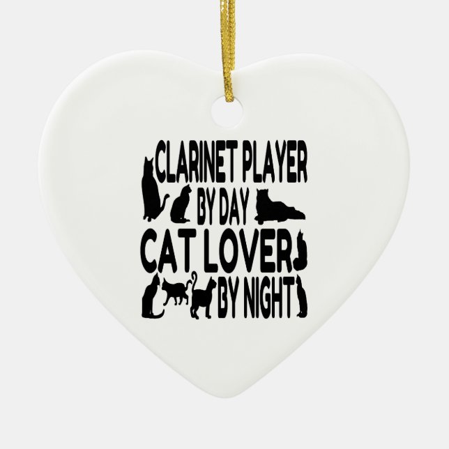 Cat Lover Klarinet Player Keramik Ornament (Vorne)