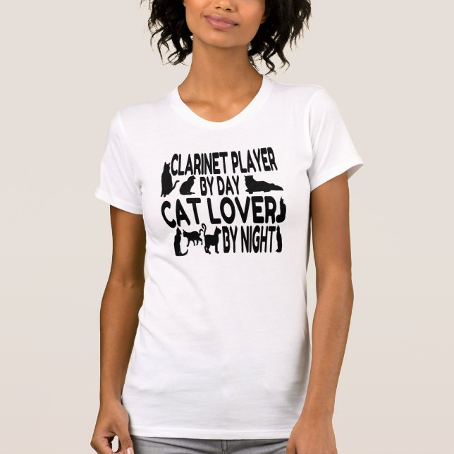 Cat Lover Klarinet Player T-Shirt (Vorderseite)