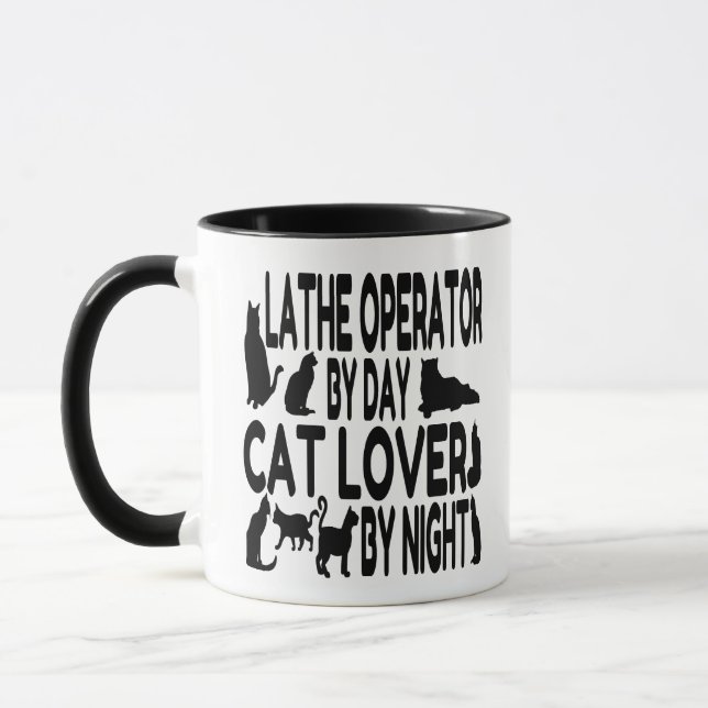 Cat Lover Lathe Operator Tasse (Links)