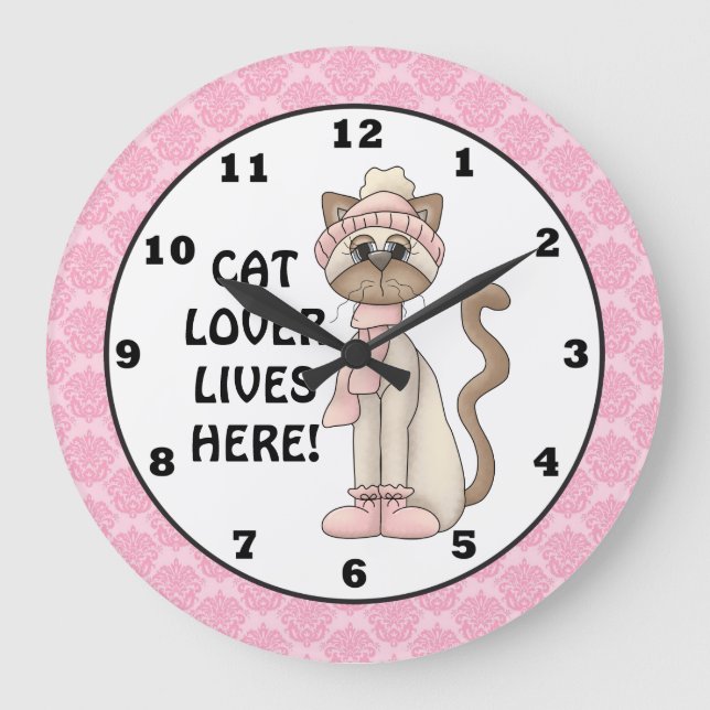 Cat Lover lebt hier Wanduhr (Vorderseite)