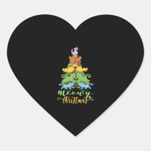 Cat Lover Merry Meowy Christmas Tree Cat Holiday G Herz-Aufkleber