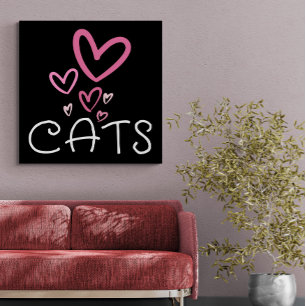 Cat Lover mit rosa Lovehearen Leinwanddruck