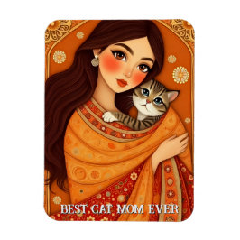 Cat lover Mom Photo orange Magnet