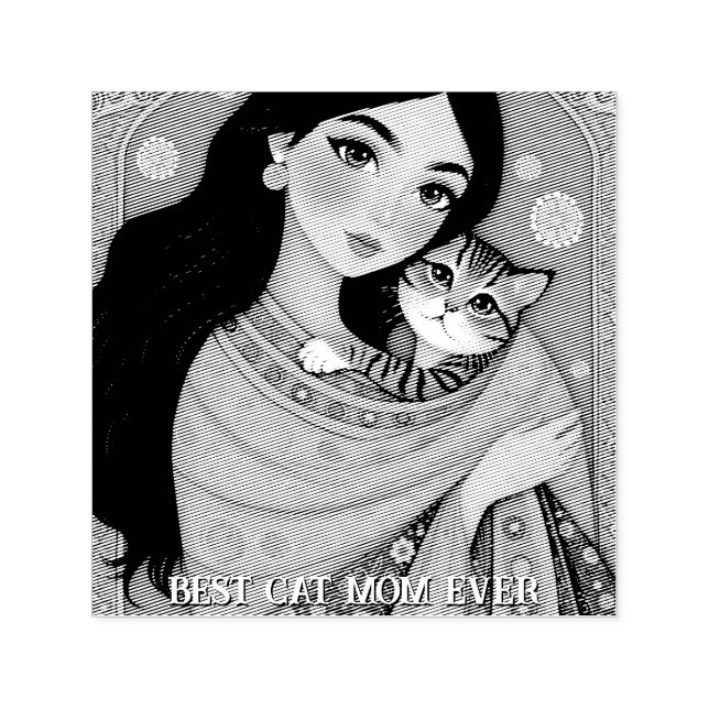 Cat lover Mom Photo  orange Permastempel (Design)