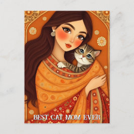 Cat lover Mom Photo orange Postkarte