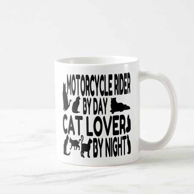 Cat Lover Motorradfahrer Kaffeetasse (Rechts)