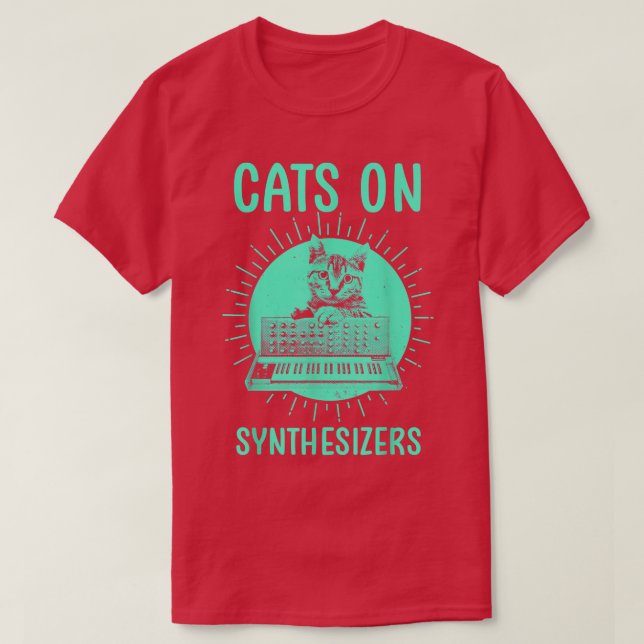 Cat Lover Music Lover Musician Electronic Synthes T-Shirt (Design vorne)