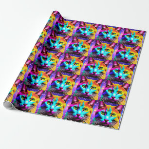 Cat Lover "Neon Galaxy" Geschenkpapier