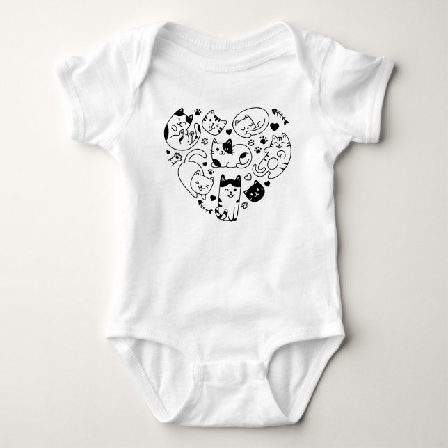 Cat Lover Niedlich Cats Herz Baby Strampler (Vorderseite)